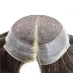 FACE MIRACLE Toupee for Men French Lace Hairpiece Human Hair Replacement System Skin PU Mens Toupee Hair Wigs for Man V-Looped Front Hair Prosthesis 6"X9" #330 3# DARK BROWN WITH 30% SYNTHETIC GREY