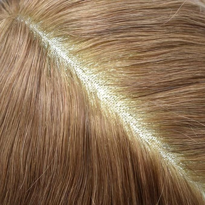 FACE MIRACLE Mens Toupee Lace Front Hairpieces Soft Human Hair Replacement System Natural Hairline Toupee for Men French Lace Poly V-Looped Mens hair Units 6"X8" #18 Medium Blonde