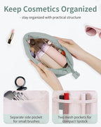 Narwey Small Makeup Bag for Travel Women Girl, Puffer Cosmetic Bag Makeup Pouch for Purse with Zipper, Cute Puffy Make Up Organizer Bags, Travel Toiletry Bag Toiletries (Sage Green)