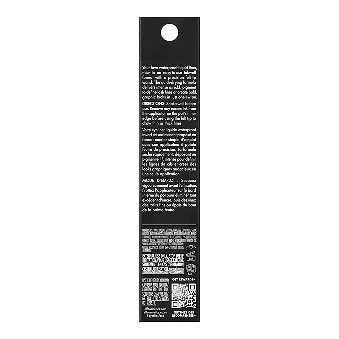 e.l.f. H2O Proof Inkwell Eyeliner Pen, High-pigment, Waterproof Liquid Eyeliner, Delivers A Matte Finish, Vegan & Cruelty-free, White Out