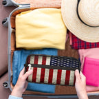 Travel Toiletry Bag for Women Men Retro American USA Flag Lightweight Cosmetic Makeup Bag Organizer Waterproof Shaving Bag Dopp Kit with Large Capacity for Toiletries and Shaving Accessories