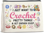 Crochet Gifts Makeup Bag for Crocheters Knitters, Crochet Lovers Knitting Gifts for Women Mom Grandma Cosmetic Bag with Zipper Travel Toiletry Pouch for Purse