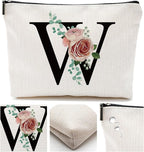 Initial A-Z Personalized Makeup Bag, Monogrammed Bridesmaid Gifts/Presents Cosmetic Bag, Portable Stationary Storage Organizer Pouch, Friendship Love Travel Makeup Bags