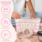 Hiroyuki 3pcs Iridescent Quilted Makeup Bag (ILOVEU, purple)