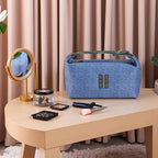 Fashion Makeup Bag for Women, Orange Red Canvas Make up Travel Bag, Hanging Cosmetic Bag Organizer for Wome
