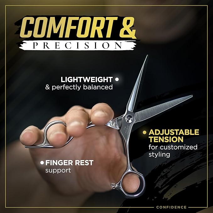 Fagaci Professional Hair Cutting Scissors 5” Japanese Steel for Ultra-Precise Cuts, Razor Sharp Blades Hair Scissors for Women & Men, Extreme Durability Hair Shears, Hair Cutting Barber Scissors