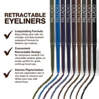 Palladio Retractable Waterproof Eyeliner, Richly Pigmented Color and Creamy, Slip Twist Up Pencil Eye Liner, Smudge Proof Long Lasting Application, All Day Wear, No Sharpener Required, Black Brown