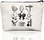Black & White Hairstylist Makeup Bag, Aesthetic Salon Travel Organizer, Cosmetology Student Gifts for Women, Hairdresser Accessories Pouch for Teen Girls, 7.5 x 10 in
