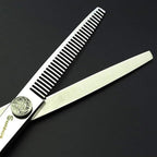 6/7/8-Inch Professional Hair Scissors Haircut Rose Pattern Hair Scissors Styling Tools Japanese Stainless Steel Scissor Set (6-in thinning scissors)