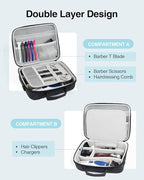 Luxtude Travel Barber Case, Hard Barber Bags for Clippers and Supplies, Travel Hair Clipper Case, Clipper and Trimmer Cases with Shoulder Strap, Easy Carrying