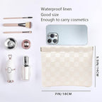 Leather Pocket Cosmetic Bag for Purse,Coin Purse Lipstick Cosmetic Accessories Organizer, Travel Kit Storage Pouch,Waterproof Portable No Zipper Self-closing Small Makeup Pouch for Women