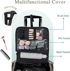 Stagiant Rolling Makeup Train Case, Professional Makeup Case, Travel Cosmetic Organizer Make Up Storage Bag for Makeup Artist, Hairstylist, Barbers, with 5 Toiletry Bags, Black