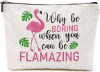 Flamingo Makeup Bag - Animal Lover's Summer Cosmetic Bag, Funny Toiletry Bag for Graduation or Birthday Gifts
