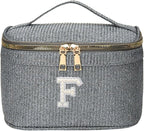 EURYNOME Makeup Bag with Custom Letter F, Water-Resistant Travel Organizer Pouch, (8.3x5.1x5.1 Inch) Cosmetic Case for Women
