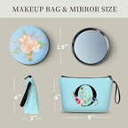 Happy Birthday Friendship Bridesmaid Team Gifts for Employees Women Mom Girl Daughter Teenage Personalized Make up Cosmetic Bag Travel with Mirror Mothers Day Christmas Graduation O