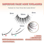 Lashes Wispy False Eyelashes Natural Volume Fluffy Lashes 12MM Strip Eyelashes with Thin Band C Curl Eyelashes False Eye Lashes Pack 7 Pair Siligli