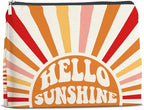 Inspirational Gifts Hello Sunshine Makeup Bag, Positve Gifts for Women, Boho Sunrise Sunshine Zipper Makeup Pouch
