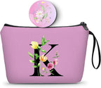 Birthday Thank You Appreciation Monogrammed Gifts for Mom Aunt Teacher Sister Friend Coworkers Bride Bridesmaid Makeup Cosmetic Bag with Mirror Mothers Day Christmas Graduation K