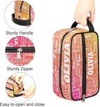 Custom Name Makeup Bag Travel Bag, Toiletry Bag Travel Large Capacity Cosmetic Container Organizer for Shampoo Shiny Glitter Starry Red Orange