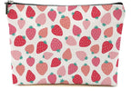 Cute Pink Strawberry Makeup Bag Retro Fruit Cosmetic Bag Friend Friendship Gifts for Women Girls Sister Bestie Coworker Travel Organizer Zipper Pouch Christmas Thanksgiving Birthday Gifts