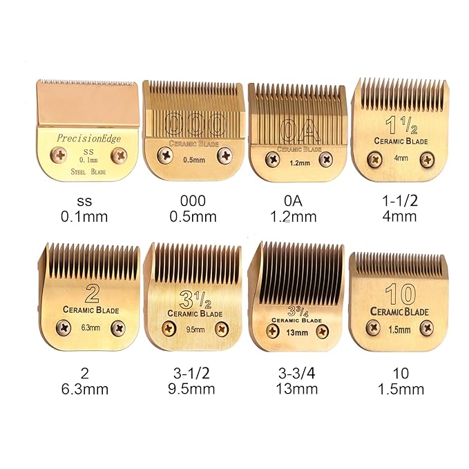 5 Pack Professional Detachable Replacement Blades Set,Compatible with Andis AGC,BDC,BGC,MBG Series/Oster Classic 76/Star-Teq/Power-Teq/A5 Clipper Cut Length（1/16-1/8inch) Golden