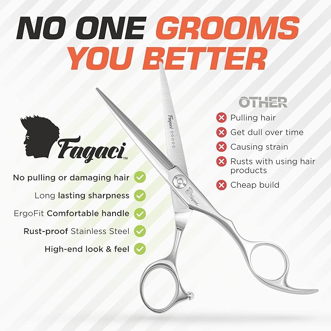Fagaci Professional Hair Scissors Extremely Sharp Blades, Fine Cutting Blades, Hair Cutting Scissors Professional, Hair Shears, Barber Scissors Set for Men and Women, Haircut Scissors Hair Kit