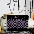 Funny Gothic Skeleton Makeup Pouch, Halloween Gifts for Women, Witchy & Dark Academia Makeup Bag, Horror Accessory (Purple)