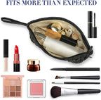 Gloppie Small Makeup Bag for Purse Portable Cosmetic Bag Puffy Padded Makeup Pouch Wristlet Pouch for Women Black