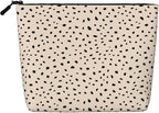 MOLAIGIN Cool Leopard White Cheetah Print Cosmetic Bag For Women, Travel Makeup Bag, Toiletry Zipper Bag, Large Capacity Aesthetic Cases