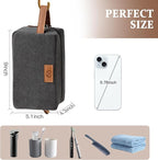 Janhavi Toiletry Bag For Men Waterproof, Personalized Laser Engraved Initials & Wheat Ear, Make Up Bag Traveling, Men's Accessories Organizer Mens Travel Bag Toiletry, Gifts for Him (Dark Grey N)