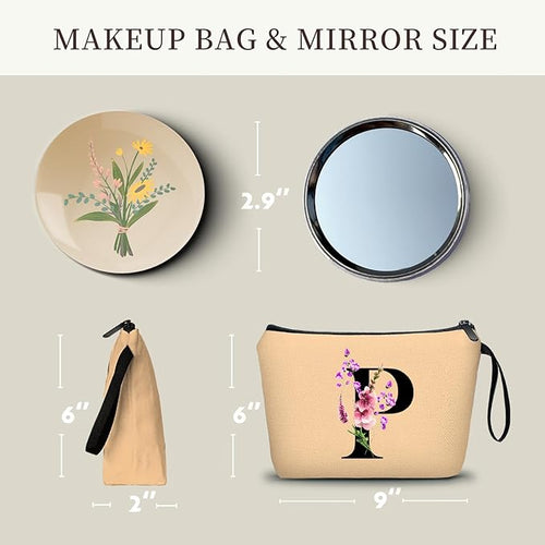 Birthday Inspirational Bridesmaid Proposal Team Small Gifts for Women Mom Aunt Teacher Sister Coworkers Makeup Cosmetic Bag Travel with Mirror Mothers Day Christmas Graduation P