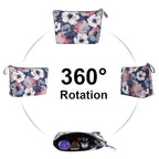 Flower Makeup Bag for Travel Cosmetic Storage Pouch Waterproof Polyester Metal Zipper, Retro Camellia