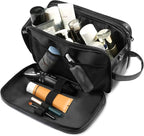 Personalized Leather Travel Toiletry Bag for Men, Large Travel Bathroom Shaving Dopp Kit, Large Cosmetic Bag Waterproof