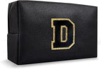 Personalized Chenille Letter Preppy Makeup Bag, Small Cute Mini Travel Toiletry Bag Initial Cosmetic Zipper Pouch for Purse, Waterproof Makeup Case Storage Travel Essentials for Her Daughter(Letter D)