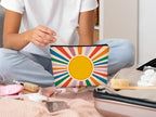 Retro Preppy Makeup Bag,Boho Sun Colorful Sunshine Ray Cosmetic Bag Best Gift for Sister Girls Girlfriend Wife,Daughter Gift from Mom,Birthday Christmas Valentine's Day Gifts