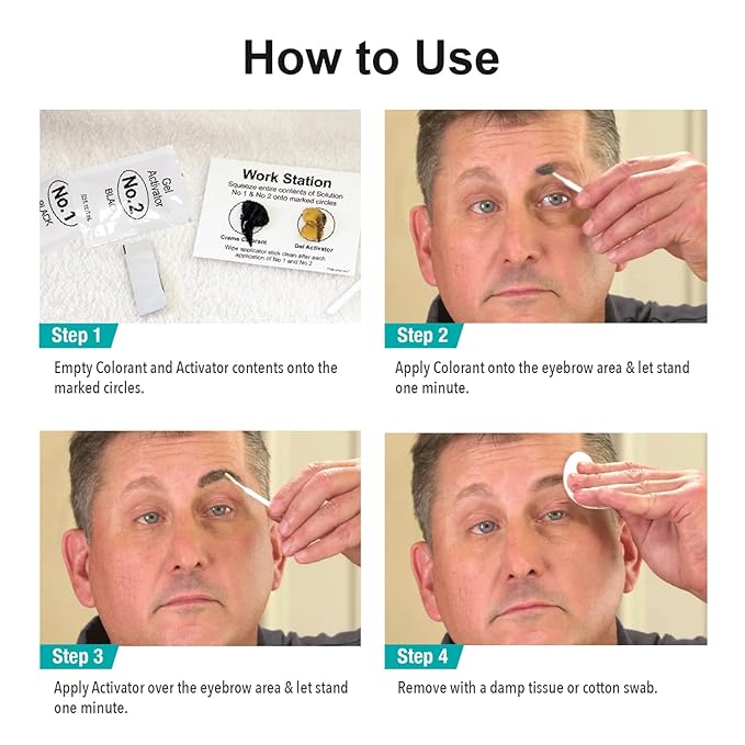 Sport Eyebrow Colorant, Men's Long Lasting Treatment to Cover Gray Brow Hairs, Dark Brown