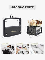ROWNYEON Makeup Brush Bag, High Capacity Stand-Up Makeup Brush Holder, Travel Professional Cosmetic Bag Artist Organizer Bag Large Makeup Brush Case with Adjustable Divider (Brushes Not included)