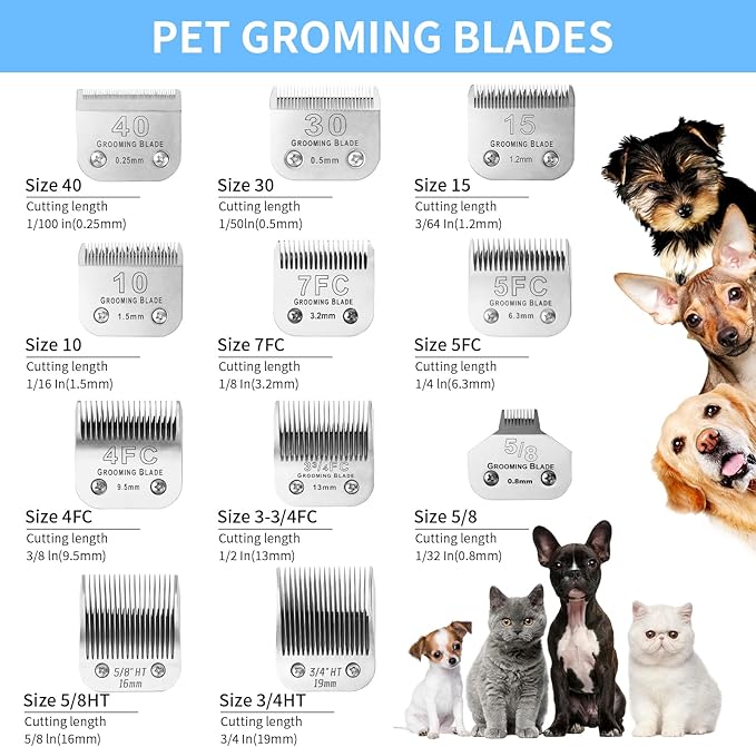 3 Pcs Size 3-3/4FC Detachable Dog Grooming Blades, Compatible with Andis, Oster A5, Wahl KM10 Series Clippers, Cut Length 13mm, Silver(3-3/4FC 13mm, 3Packs)