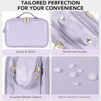 Travel Makeup Bag Women's Large Capacity Cosmetic Portable Organizer Large Opening Waterproof Storage Toiletry Bags Vertical Free-Standing Brush Holder for Easy Access Purple