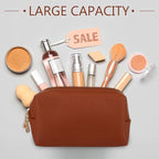 Sanwuta 9 Pcs Makeup Bags Bulk PU Double Zippers Cosmetic Bag Makeup Toiletry Christmas Small Pouch Portable Travel Organizers Case for Women Bridesmaid Party End of The Year(Brown Series)