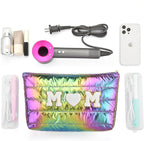 Hiroyuki 3pcs Iridescent Quilted Makeup Bag (ILOVEUMOM, rainbow)
