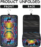 Travel Toiletry Bag for Women & Men Animal Colorful Deer Hanging Cosmetic Organizer Portable Waterproof Makeup Case Make Up Bag with Compartments Travel Essentials for Bathroom Shower