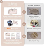 BOYATU Travel Makeup Bag Cosmetic Bags for Women: 3 Pcs Set Portable Make up Bag with Handle - Vegan Leather Toiletry Bags with Compartments - Makeup Organizer for Travel Essentials(L-4-White)