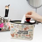 Positive Affirmations Makeup Bag Self Love Gifts Mental Health Inspirational Gifts for Female Sister Girl Friend Colleagues Coworker Birthday Friendship Mothers Day Nurse Day Travel Toiletry Bag