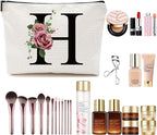 Initial A-Z Personalized Letter Makeup Bag, Monogrammed Bridesmaid Gifts/Presents Cosmetic Bag, Portable Stationery Storage Organizer Pouch, Friendship Love Travel Makeup Bags