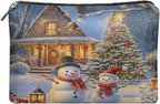 COEQINE Small Make Up Bags for Purses Cute Snowman Christmas Treee Cute Cosmetic Bag for Women Leather Aesthetic Toiletry Bag Waterproof Travel Make Up Organizer Bag