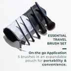 Rose and Ben Beauty Essential 5 Piece Makeup Brush Set and Travel Case | Professional Eye and Face Brushes for Liquid, Cream and Powder Formulas | Cruelty Free