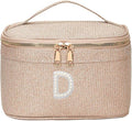 EURYNOME Makeup Bag with Custom Letter D, Water-Resistant Travel Organizer Pouch, (8.3x5.1x5.1 Inch) Cosmetic Case for Women
