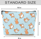 Cute Makeup Bag for Purse Canvas Waterproof Funny Cosmetic Bags for Women Zipper Travel Toiletry Pouch-Corgi Makeup Bags