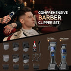 SUPRENT Professional Hair Clippers for Men - Cordless Barber Clippers & Zero-gapped Trimmer Set, Haircutting Kit with 10000 RPM Motor Speed, Blue Titanium-Coated Blades, Charging Stands (Gray)
